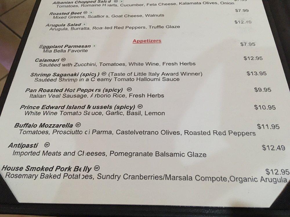Menu at Mia Bella Restaurant, Cleveland