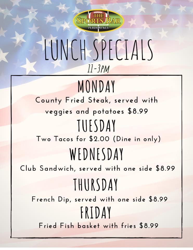 Menu at Perdido Key Sports Bar & Restaurant, Perdido Key