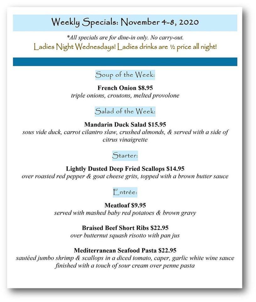 Menu at OC Marlin Club, West Ocean City