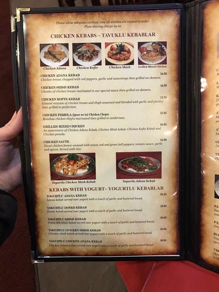 Menu at Saray II Turkish Restaurant, Springfield