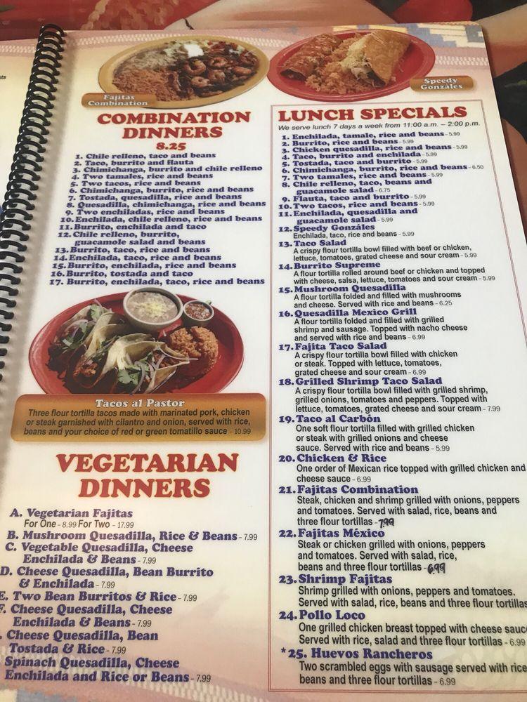 Menu at Mexico Grill restaurant, Ruleville