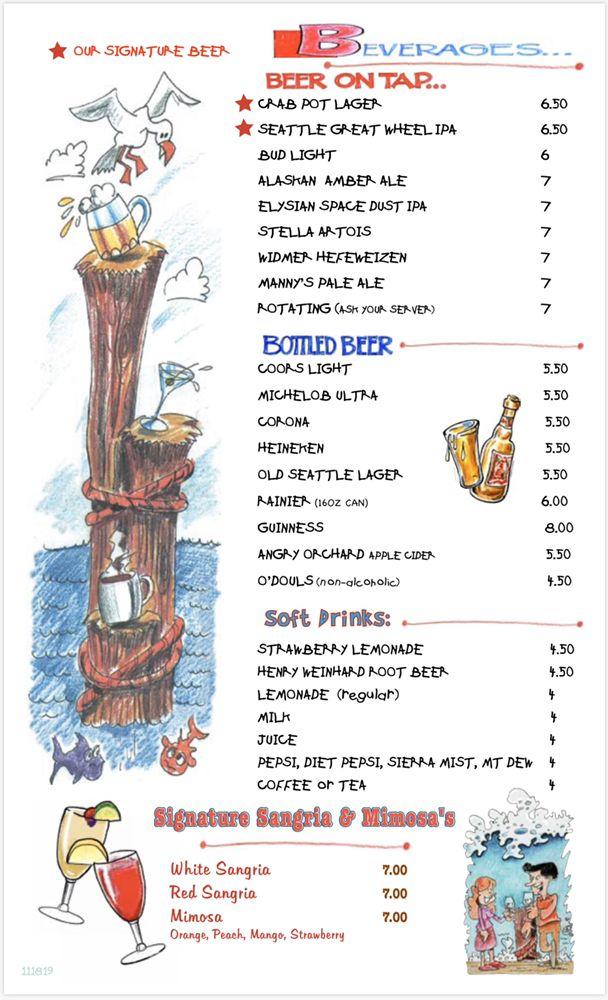 Menu at The Crab Pot Bellevue restaurant, Bellevue