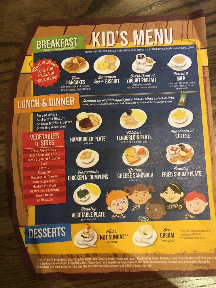 Menu at Cracker Barrel Old Country Store, Saraland, 88 Shell St