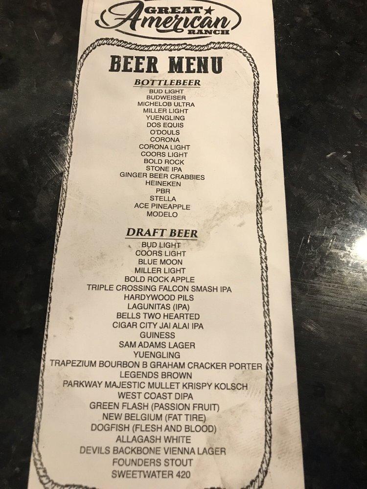 Menu At Great American Ranch Pub And Bar Woodlake 