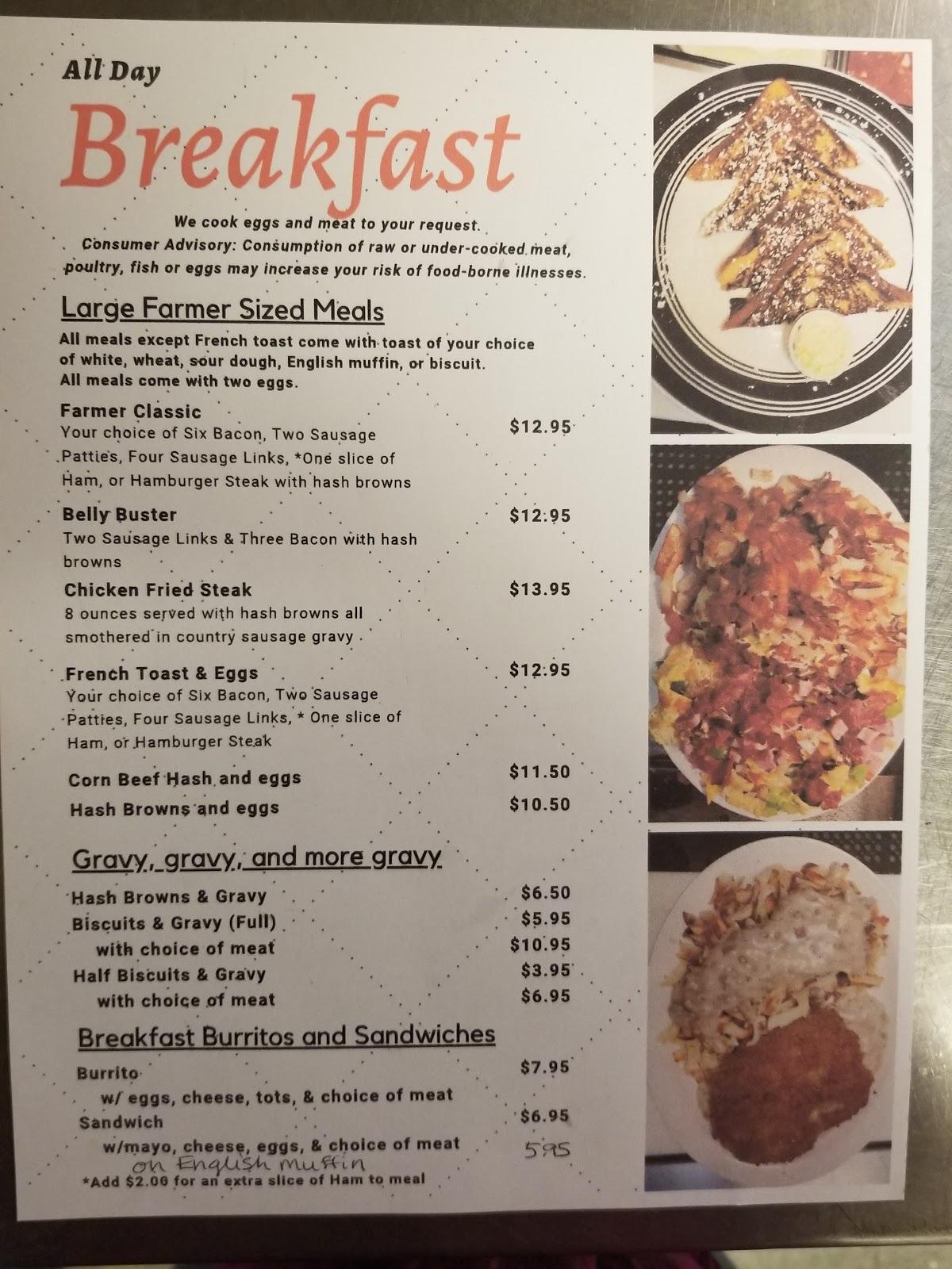 Menu at Stockyard Cafe Too Brewster location, Brewster