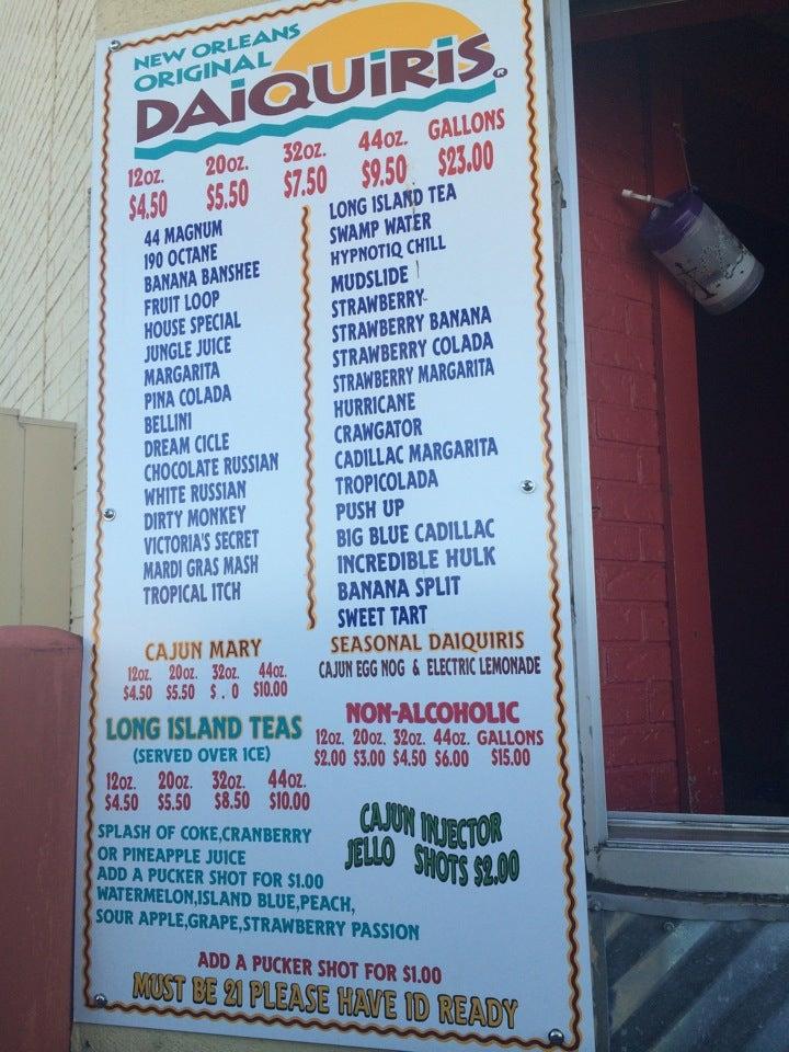 Menu at New Orleans Original Daiquiris pub & bar, Lafayette, Johnston St