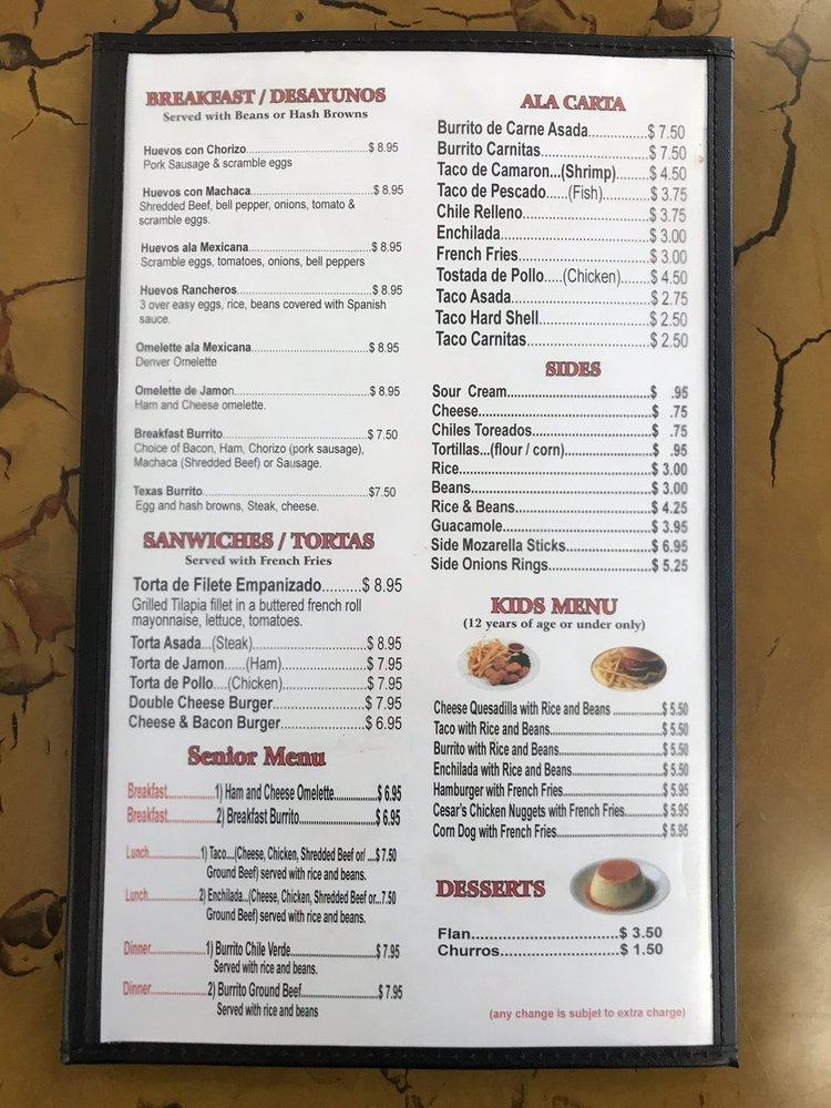 Menu at La Sierra Mexican Restaurant, Frazier Park