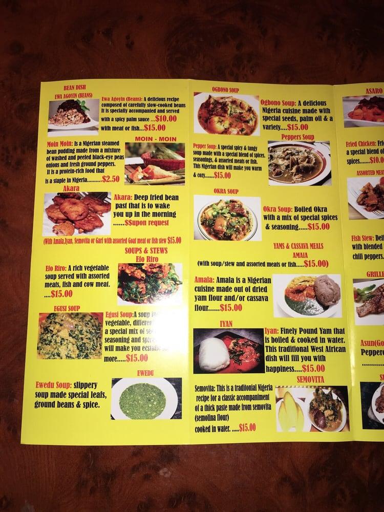 Menu at Lagos Spot Nigerian Restaurant, Newark, 266 Mulberry St