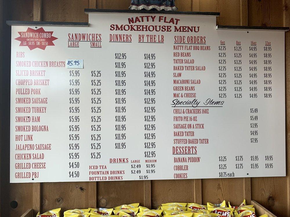 Menu at Natty Flat Smokehouse BBQ, Mineral Wells