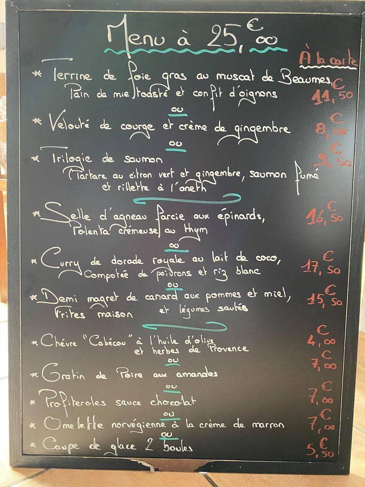 Menu at La Table Paysanne restaurant, Le Thor