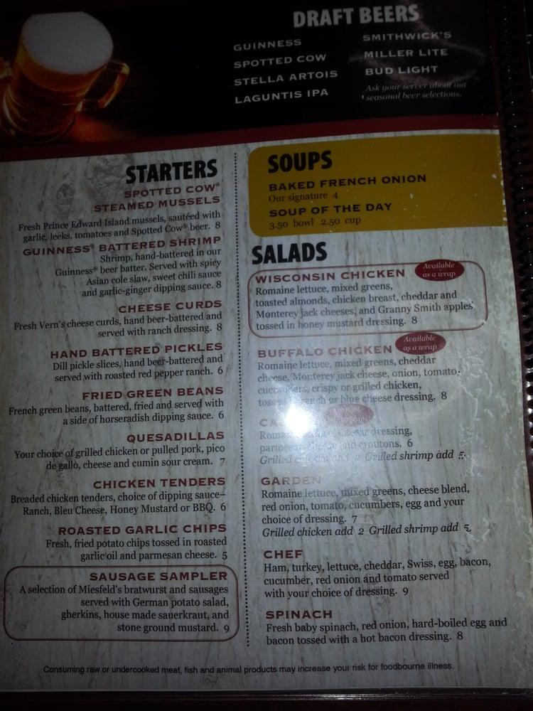 Menu at NZ's Bar & Grill, Sheboygan