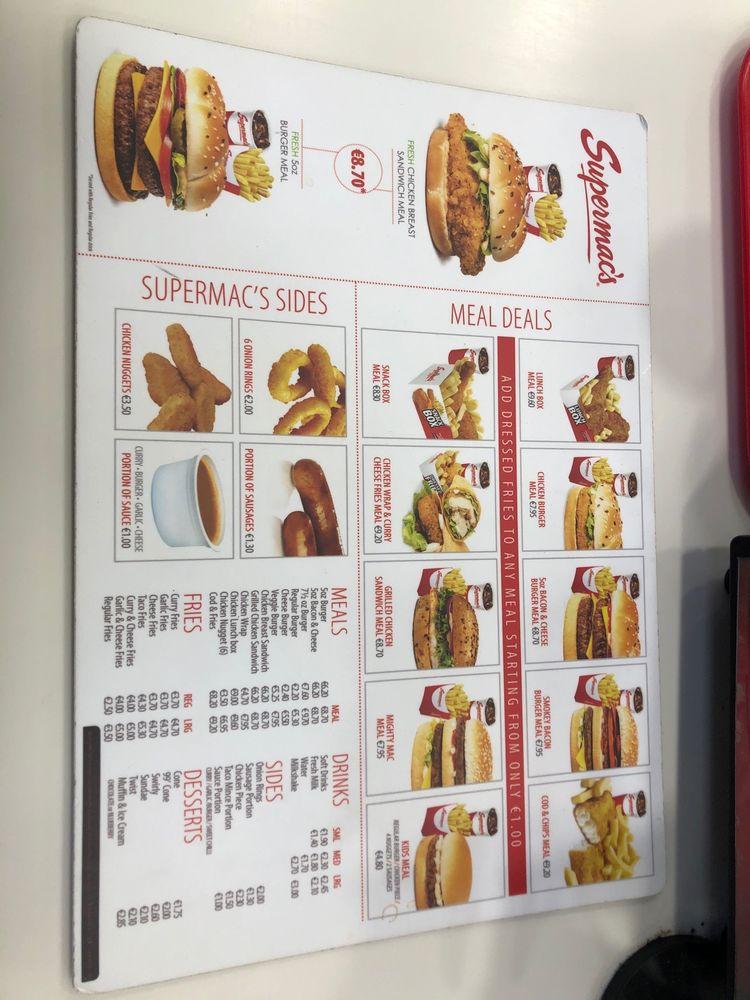 Menu at Supermac's & Papa John's Kilkenny fast food, Kilkenny