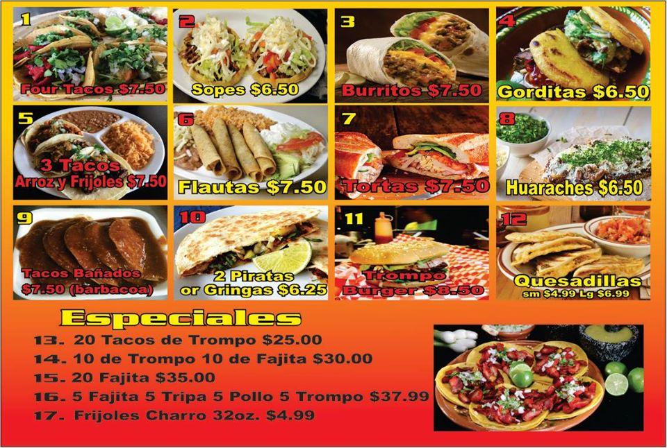 Menu at Taquerias Emmanuel restaurant, Ferris