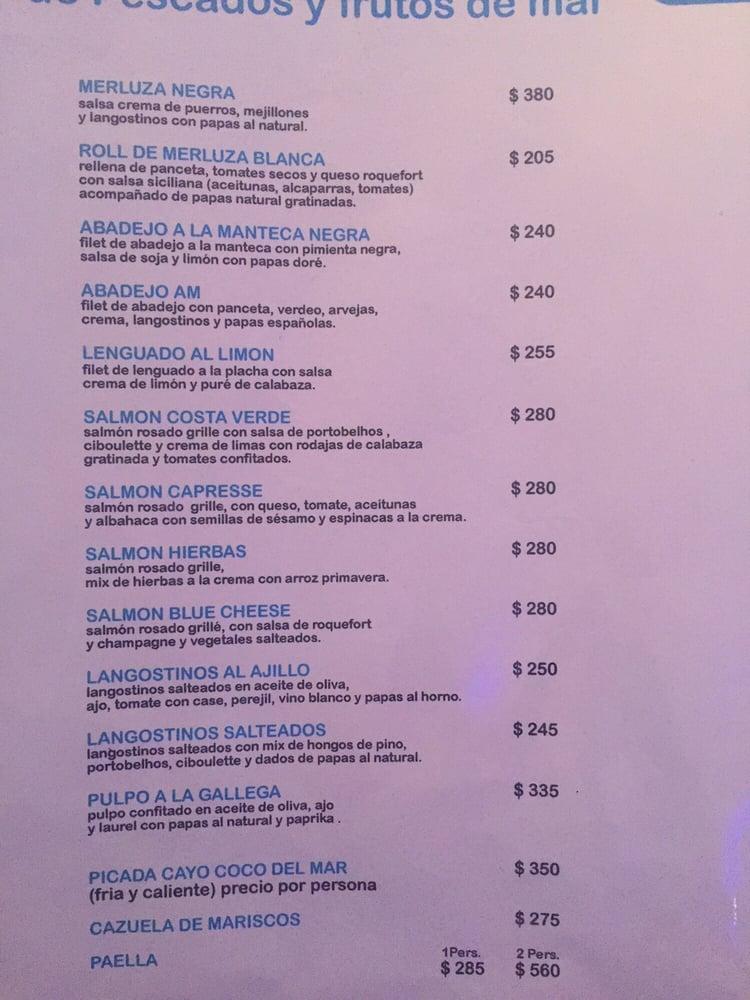 Menu at Cayo Coco del Mar restaurant, Comodoro Rivadavia, Avenida ...