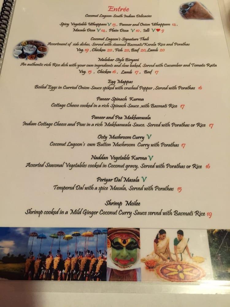 Menu at Coconut Lagoon restaurant, Ottawa, 853 St. Laurent Blvd