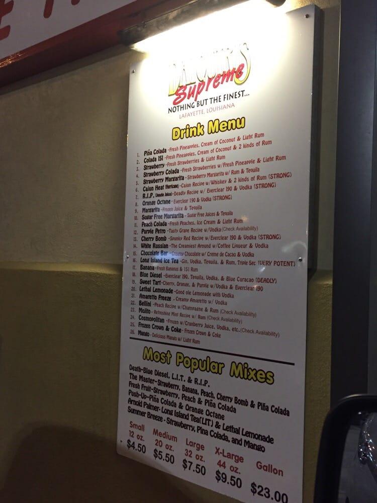 Menu at Daiquiris Supreme pub & bar, Lafayette, Johnston St
