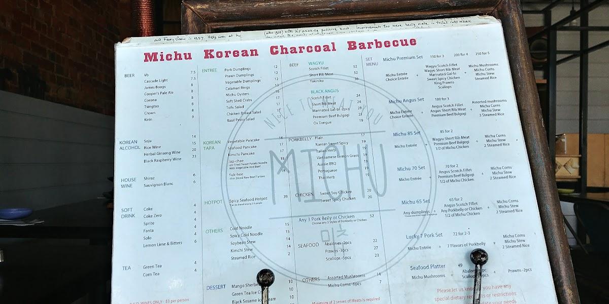 Menu at Michu Korean Restaurant, Blackburn South