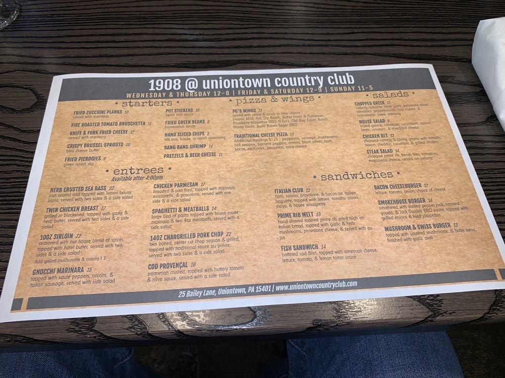 Menu at Uniontown Country Club, Uniontown