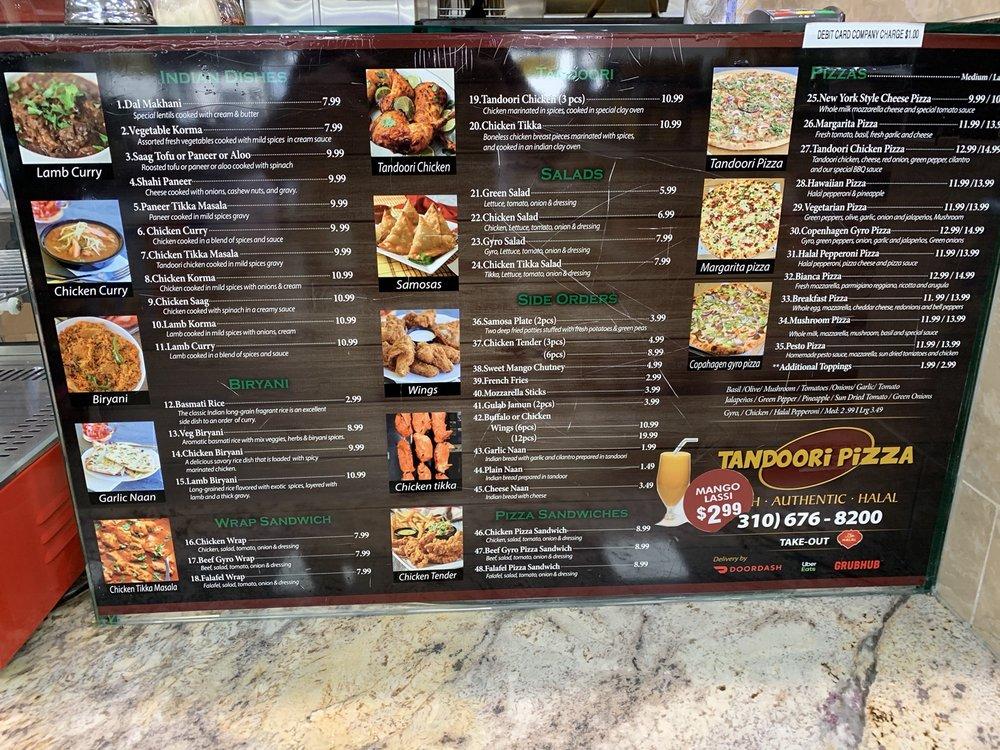 Menu at Tandoori Pizza pizzeria, Hawthorne