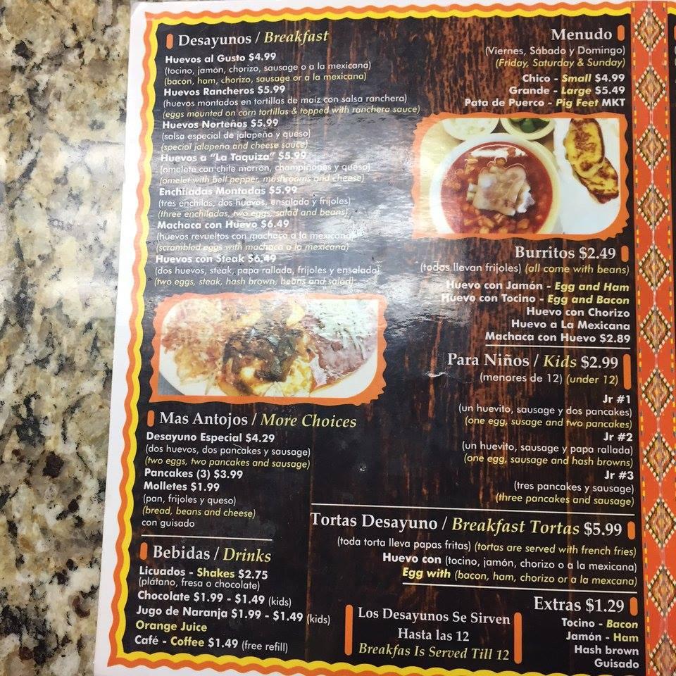 Menu at La Pupusa Queen restaurant, El Paso, Quail Ave