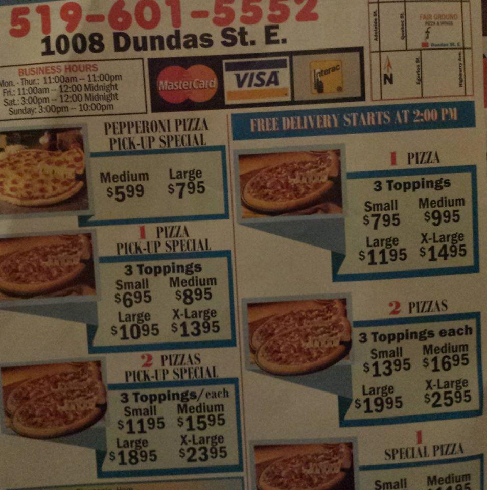 Menu at Fairgrounds PIZZA pizzeria, London