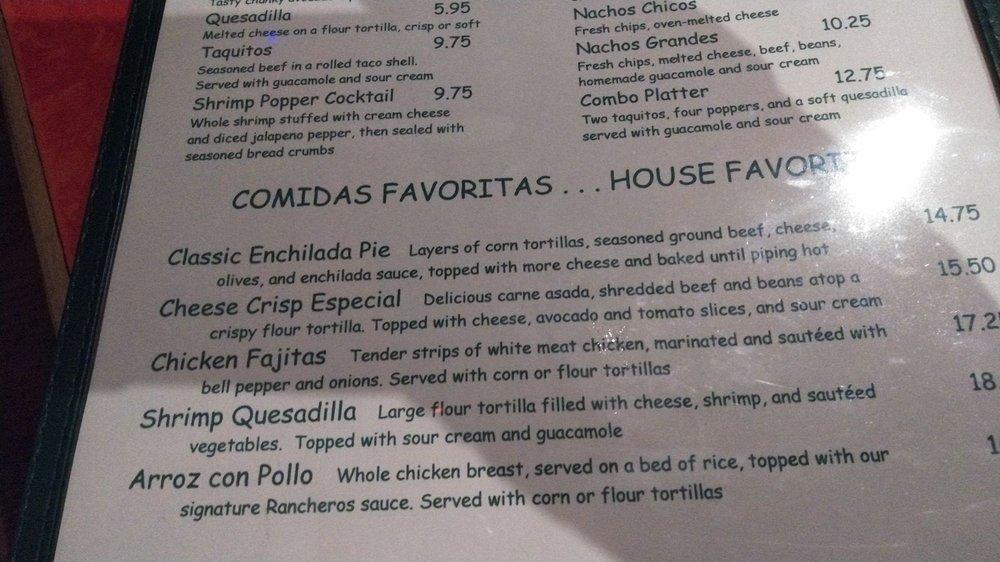 Menu at Hernandez Hideaway Restaurant, Escondido