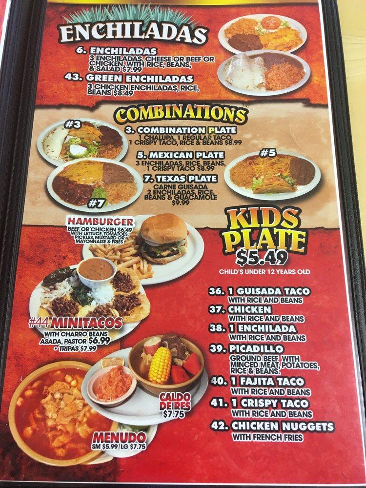 Menu at Jalisco's Breakfast Tacos and Mexican Food restaurant, San