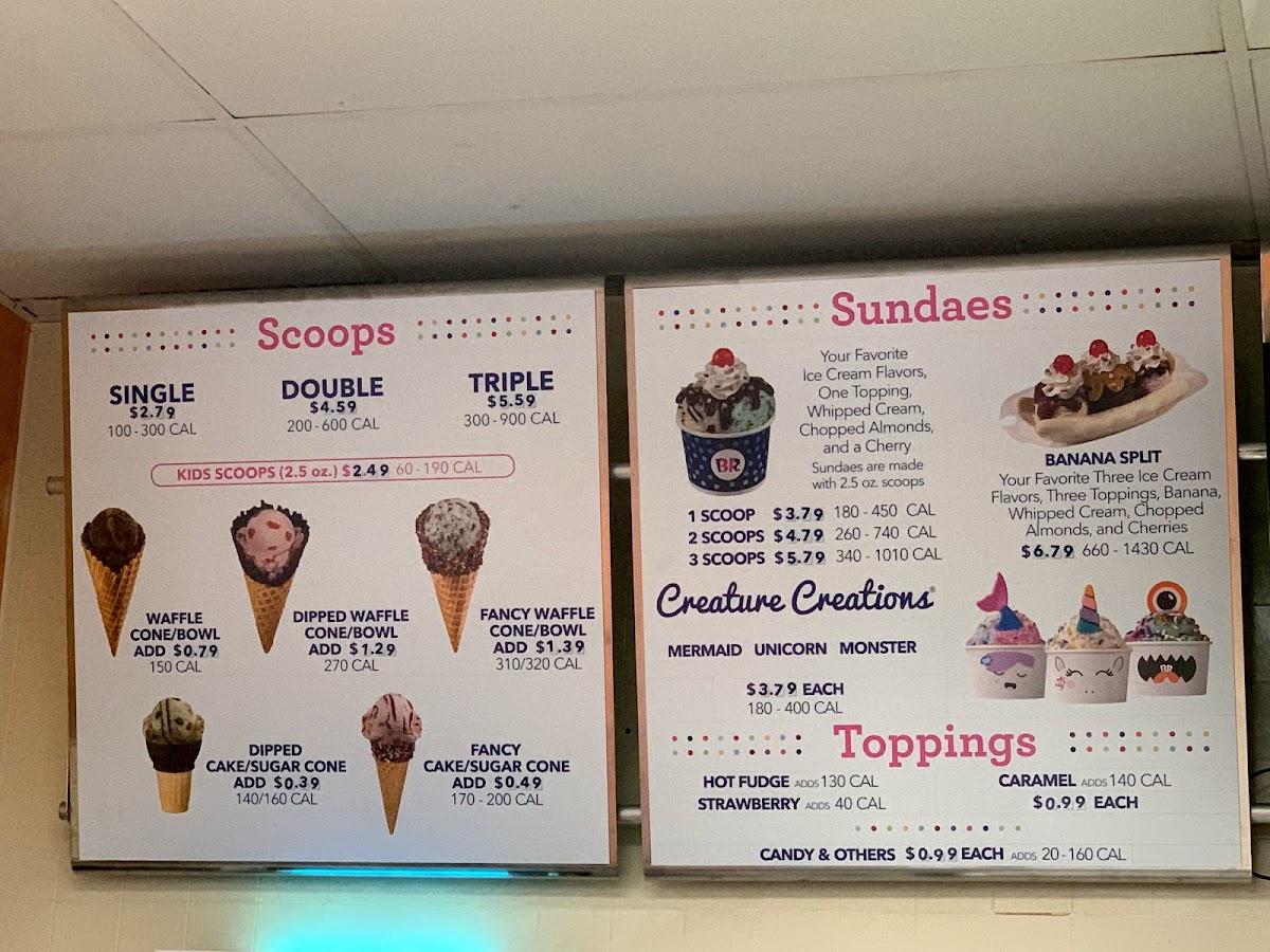 Menu at BaskinRobbins, West Palm Beach, S Military Trail
