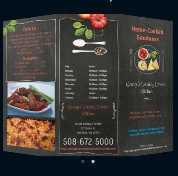 Menu at Variety Corner Kitchen, Fall River