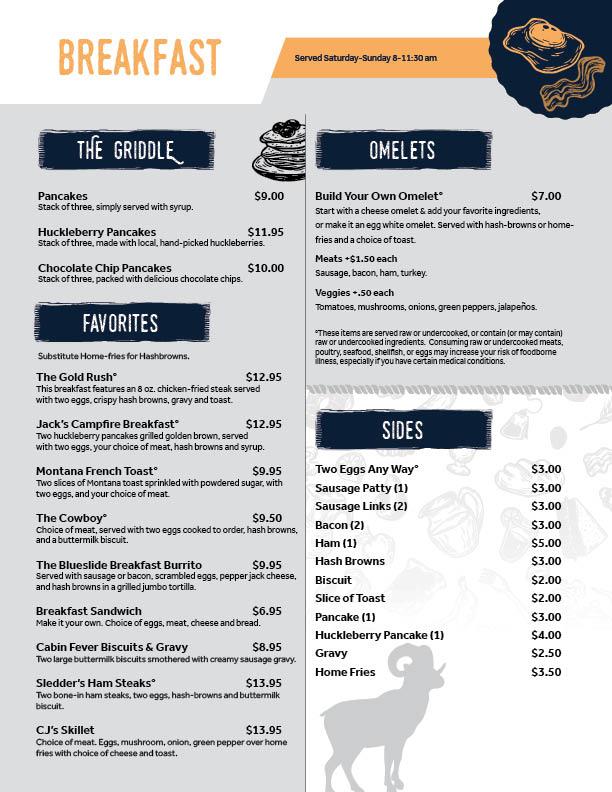 Menu at Lakeside Motel & Resort pub & bar, Trout Creek