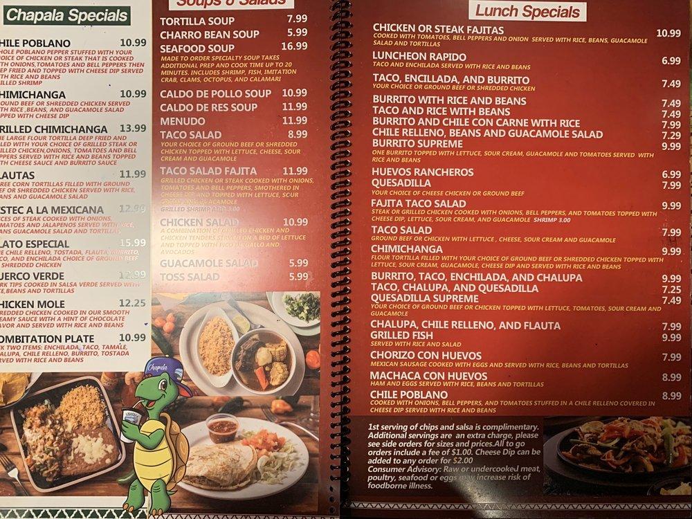 Menu at Chapala Authentic Mexican Restaurant and Grill Niceville, Niceville