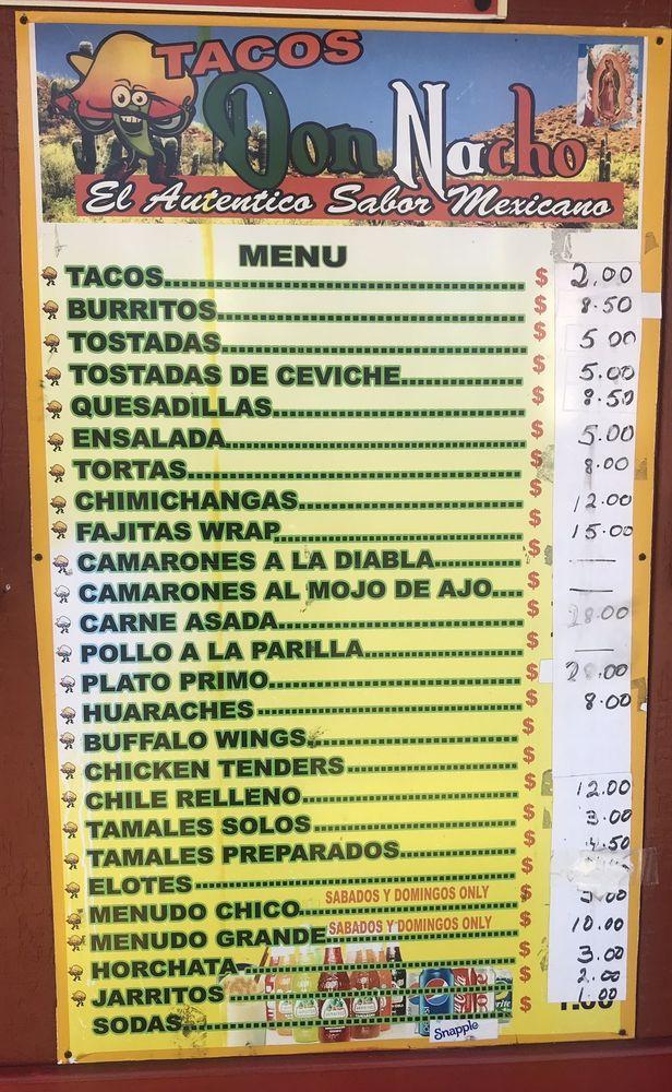 Menu At Tacos Don Nacho Restaurant, Woonsocket