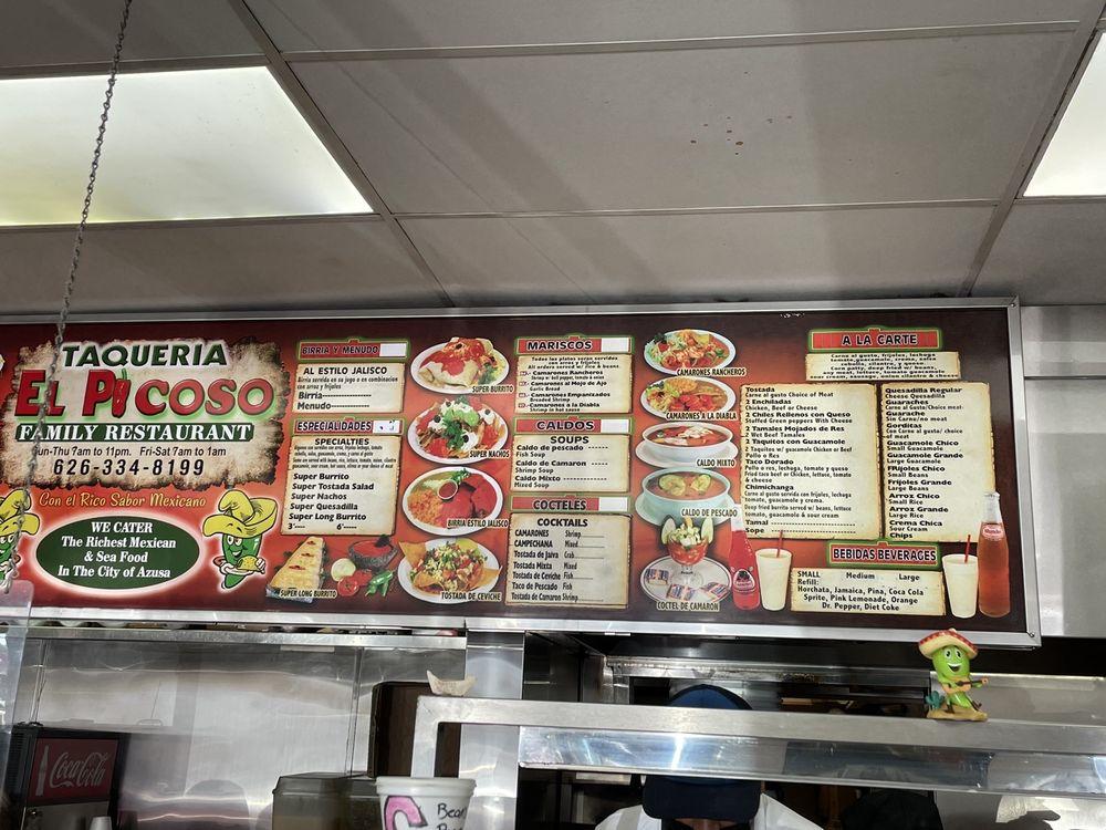 Menu at El Picoso Restaurant, Azusa, 303 S Azusa Ave