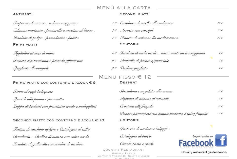 Menu di Country Restaurant 
