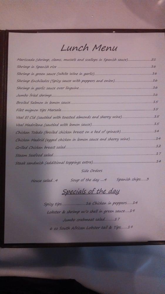 Menu at EL CID restaurant, Paramus