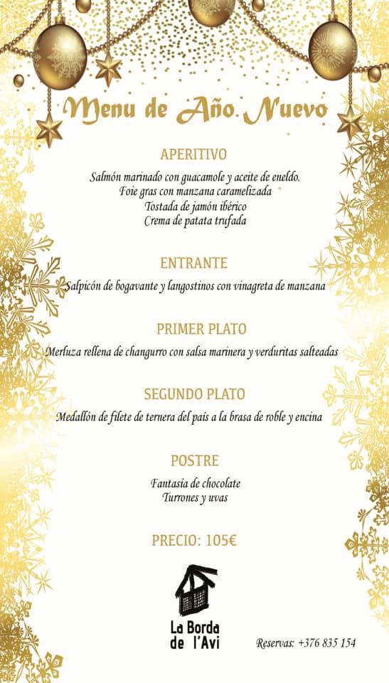 Menu at La Borda de l'Avi restaurant, La Massana