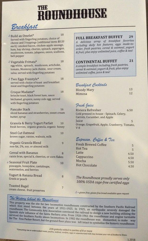 Menu at Roundhouse pub & bar, Santa Barbara