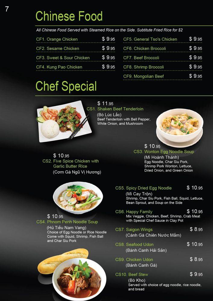 Menu At Pho Saigon Asian Cuisine Restaurant San Angelo