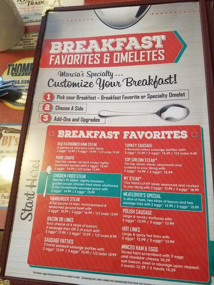 Carta de Marcia's Silver Spoon Cafe,