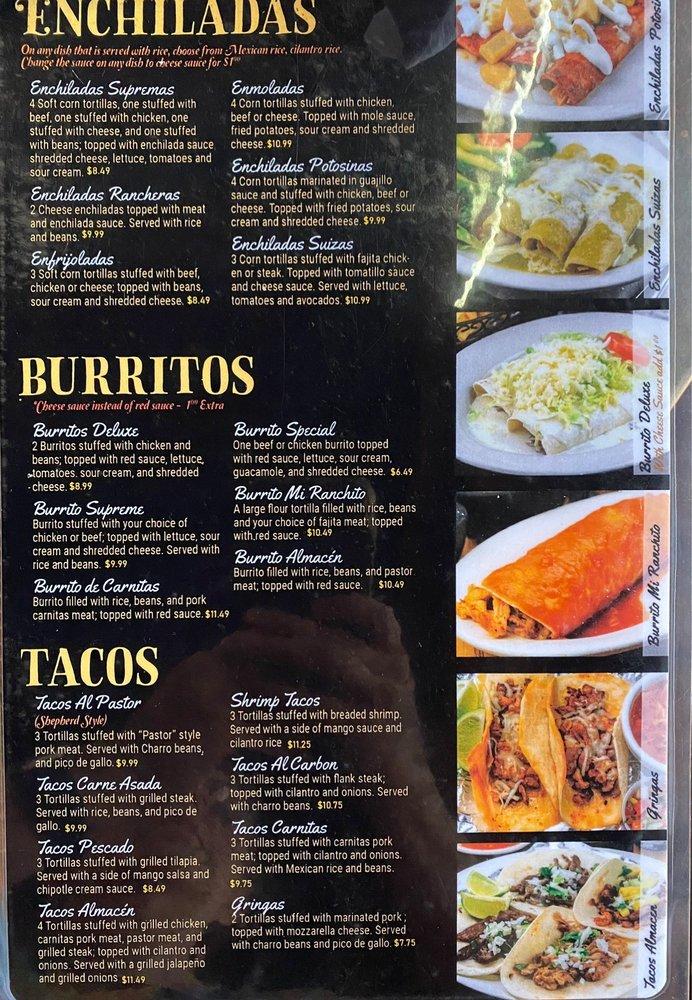 Menu at El Almacen The Warehouse restaurant, Searcy, E Race Ave