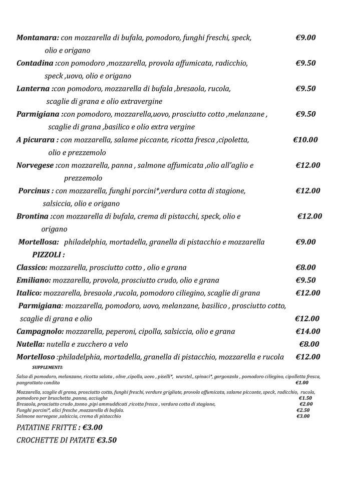 Menu at Forra Bonu restaurant, Brucoli