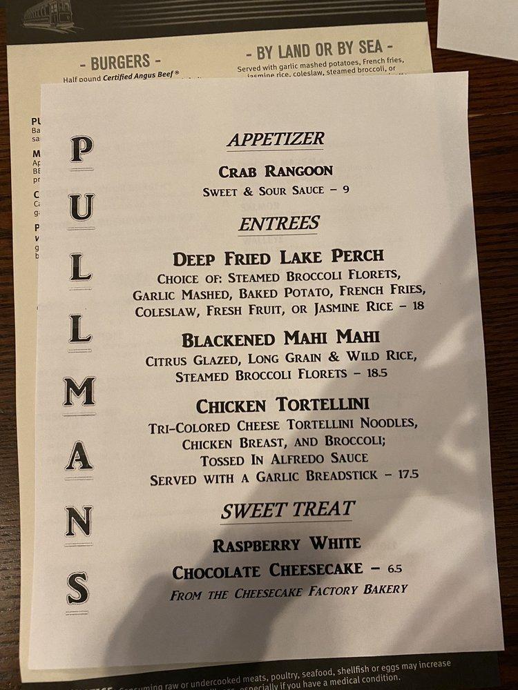 Menu at Pullmans At Trolley Square pizzeria, Appleton