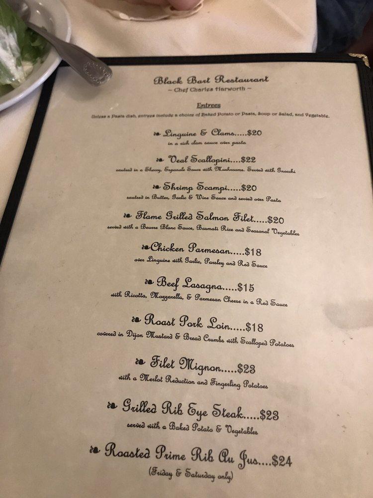 Menu at Black Bart Restaurant, San Andreas