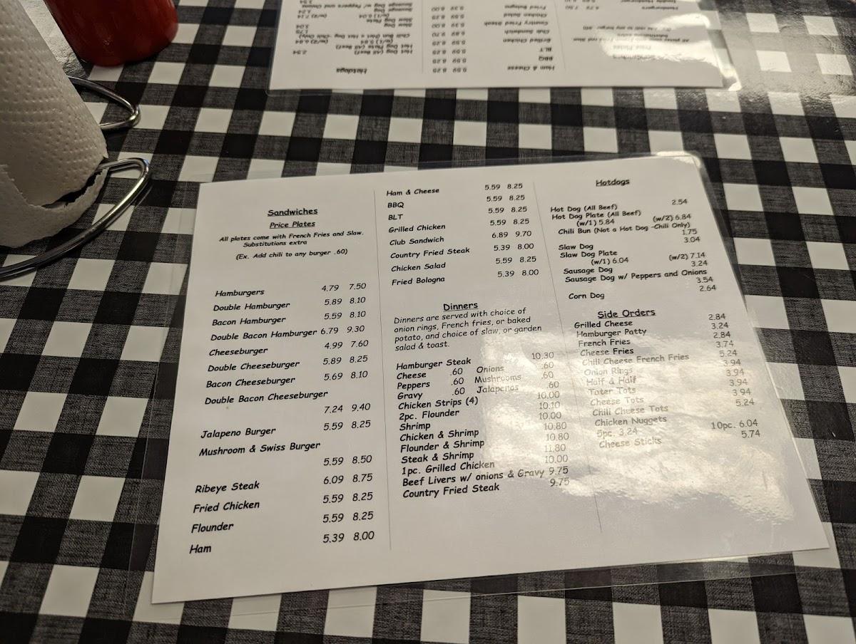 Menu at Derick’s Cafe, Ninety Six