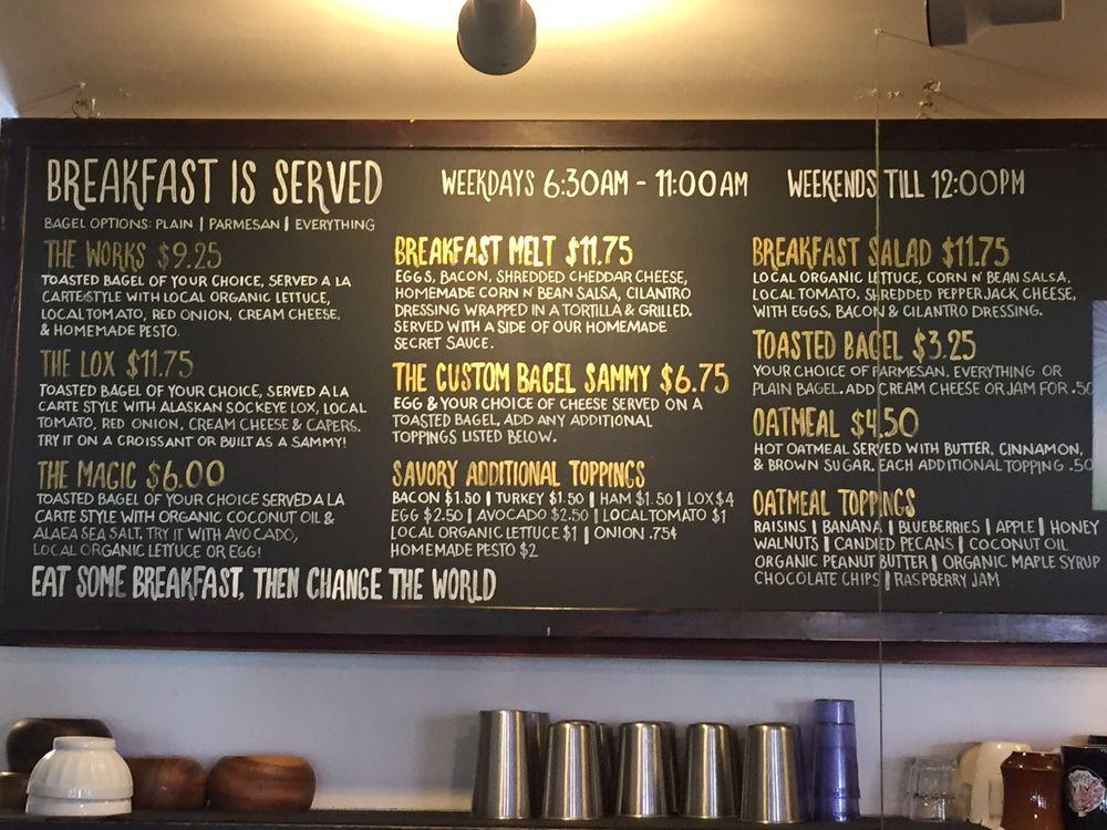 Menu at Waimea Coffee Company cafe, Waimea