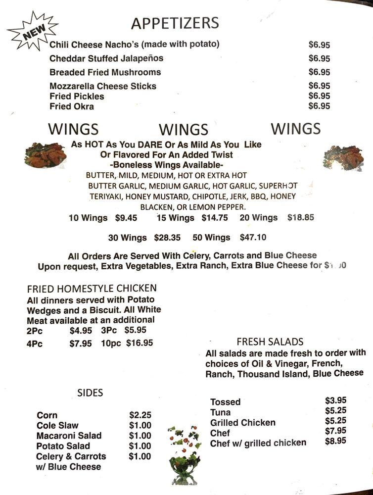Menu at Wing Alley restaurant, Kissimmee, E Irlo Bronson Memorial Hwy