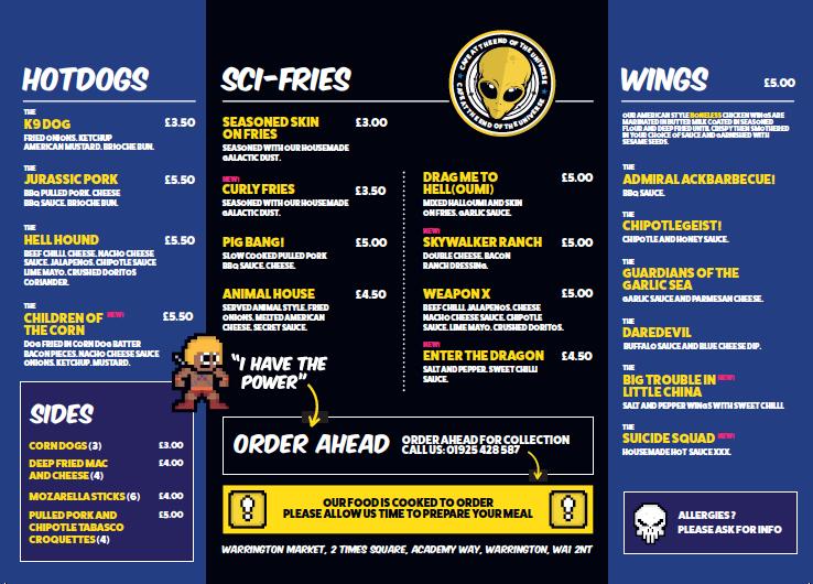 Menu at Cafe at the End of the Universe, Warrington, Warrington Market - The Cafe At The End Of The Universe