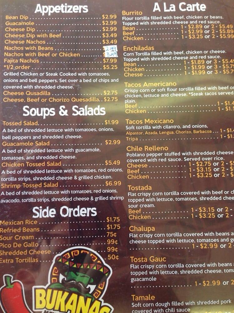 Menu at La Antigua Mexican Grill restaurant, Muskogee