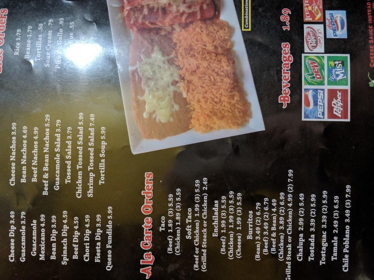 Menu at El Parian restaurant, Atkins