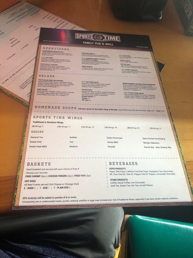 Menu at Sports Time Family Pub & Grill, Elkhart